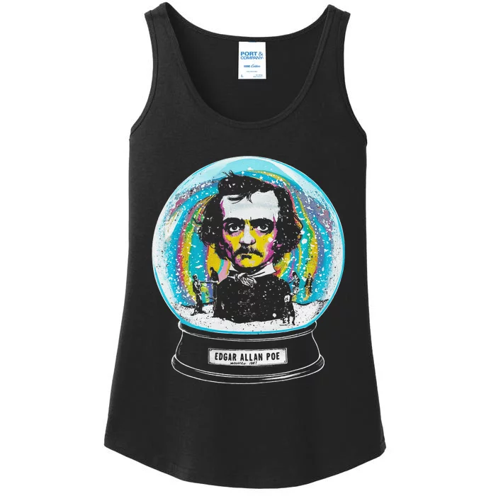 Funny Edgar Allan Poe Snow Globe Ladies Essential Tank