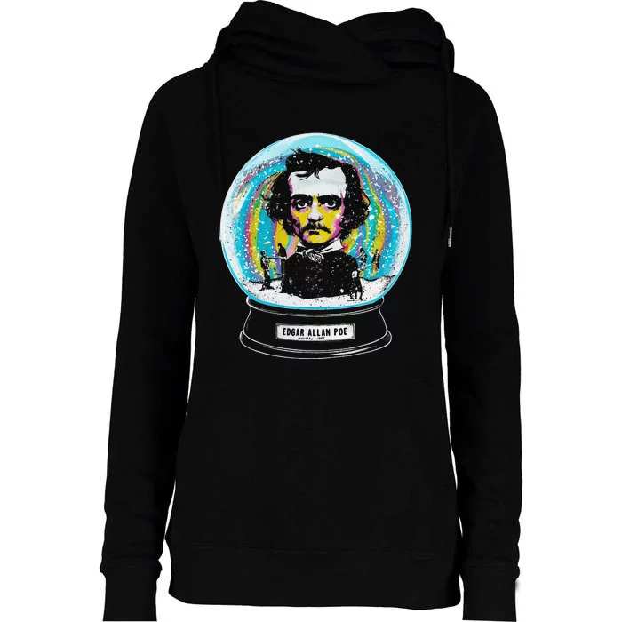 Funny Edgar Allan Poe Snow Globe Womens Funnel Neck Pullover Hood