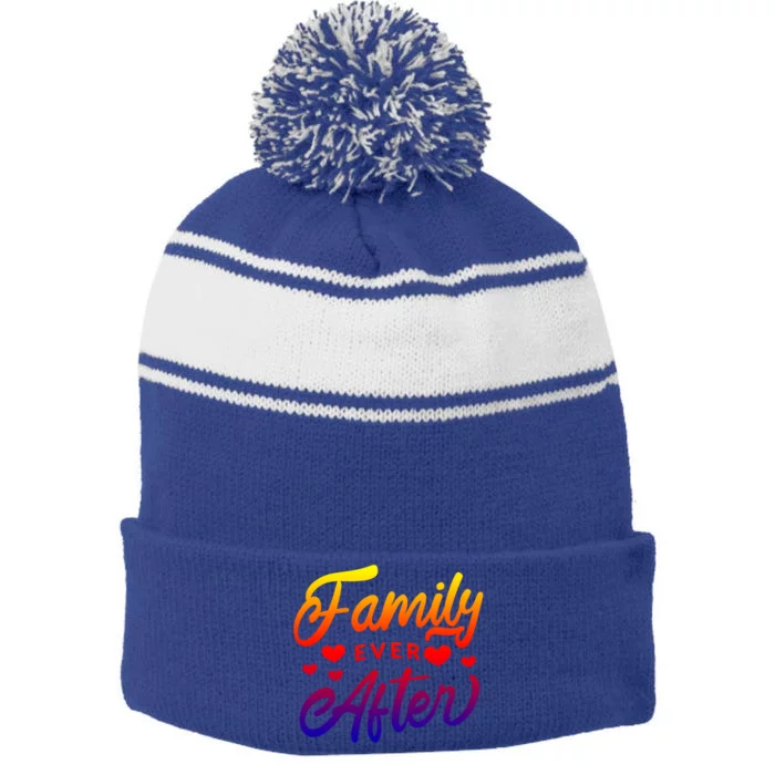 Family Ever After Gift Proud Adoption Quote Adopted Saying Cool Gift Stripe Pom Pom Beanie