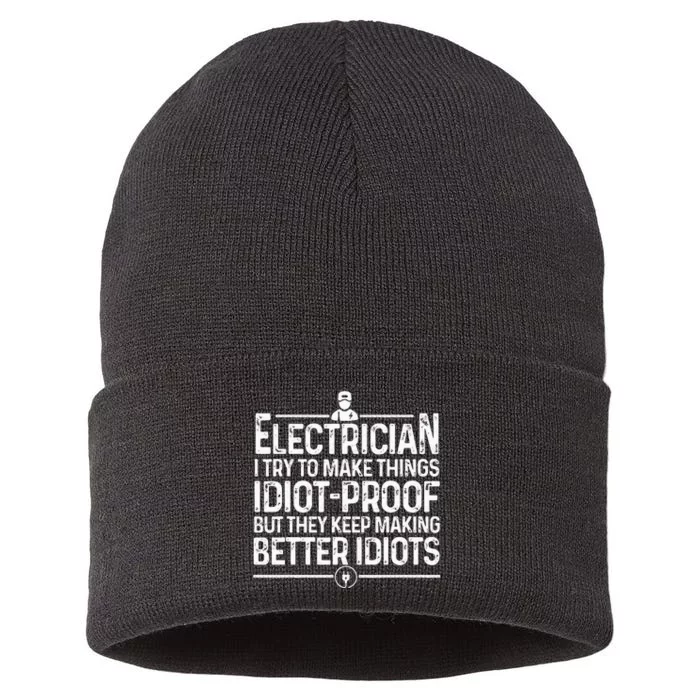 Funny Electrician Art Men Dad Lineman Electronics Engineers Sustainable Knit Beanie