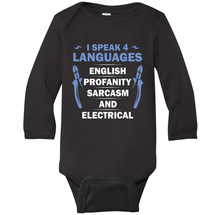 Funny Electrician Art Women Electrical Engineer Humor Baby Long Sleeve Bodysuit