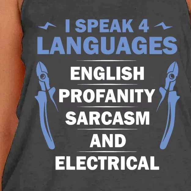 Funny Electrician Art Women Electrical Engineer Humor Women's Knotted Racerback Tank