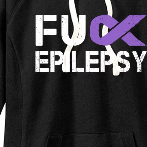 Fuck Epilepsy Awareness Month Purple Ribbon Warrior Fighter Cute Gift Women's Fleece Hoodie