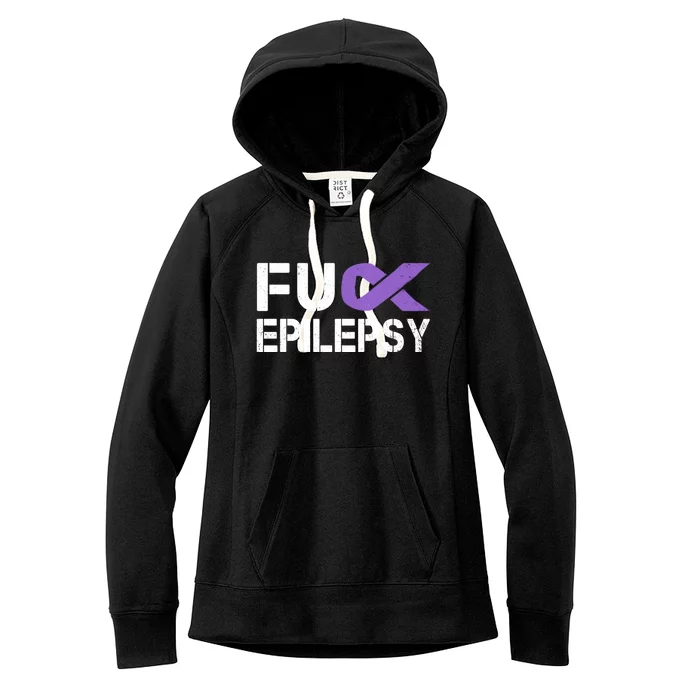 Fuck Epilepsy Awareness Month Purple Ribbon Warrior Fighter Cute Gift Women's Fleece Hoodie