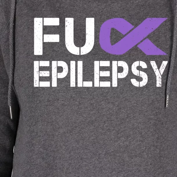 Fuck Epilepsy Awareness Month Purple Ribbon Warrior Fighter Cute Gift Womens Funnel Neck Pullover Hood