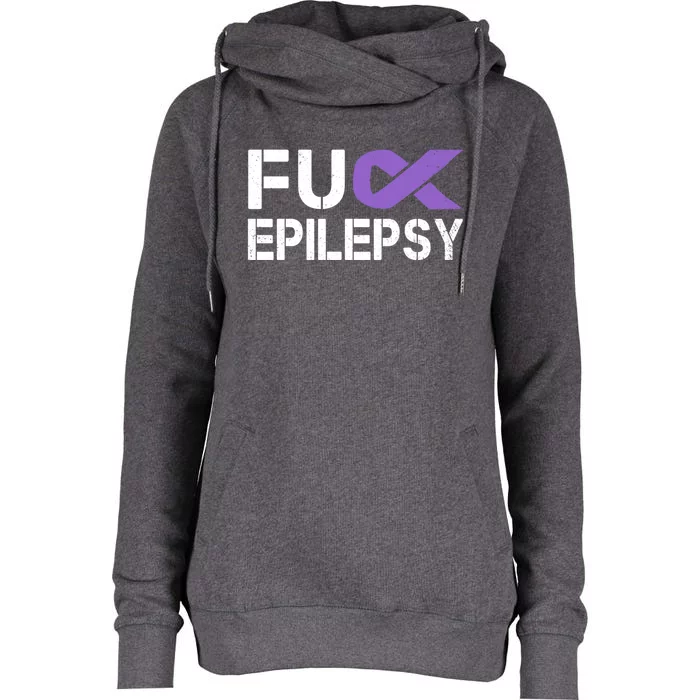 Fuck Epilepsy Awareness Month Purple Ribbon Warrior Fighter Cute Gift Womens Funnel Neck Pullover Hood