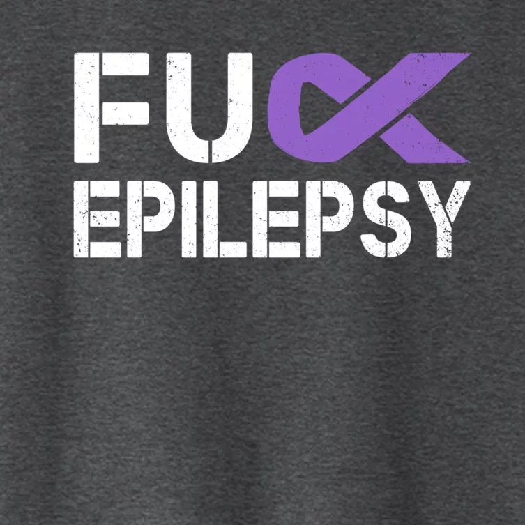 Fuck Epilepsy Awareness Month Purple Ribbon Warrior Fighter Cute Gift Women's Crop Top Tee