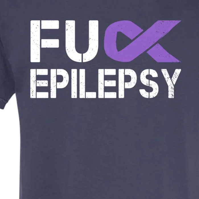 Fuck Epilepsy Awareness Month Purple Ribbon Warrior Fighter Cute Gift Garment-Dyed Heavyweight T-Shirt