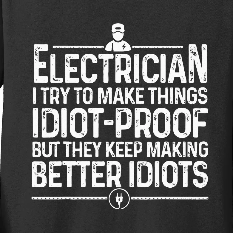 Funny Electrician Art Dad Lineman Electronics Engineers Kids Long Sleeve Shirt