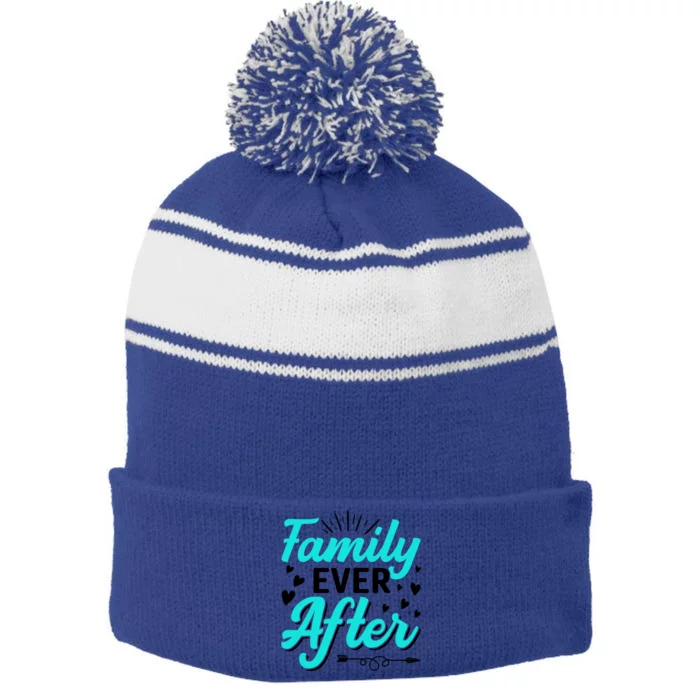 Family Ever After Design Adoption Adopted Adopt Graphic Meaningful Gift Stripe Pom Pom Beanie