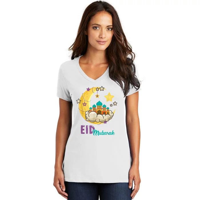 Family Eid Al Fitr Eid Mubarak Women's V-Neck T-Shirt