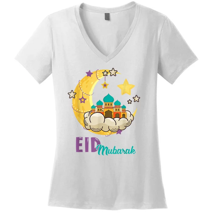 Family Eid Al Fitr Eid Mubarak Women's V-Neck T-Shirt