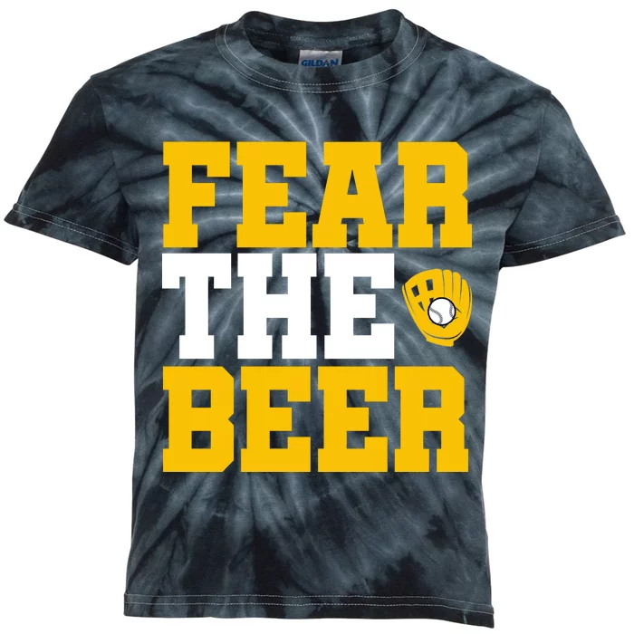 Fear The Beer Milwaukee Baseball Kids Tie-Dye T-Shirt