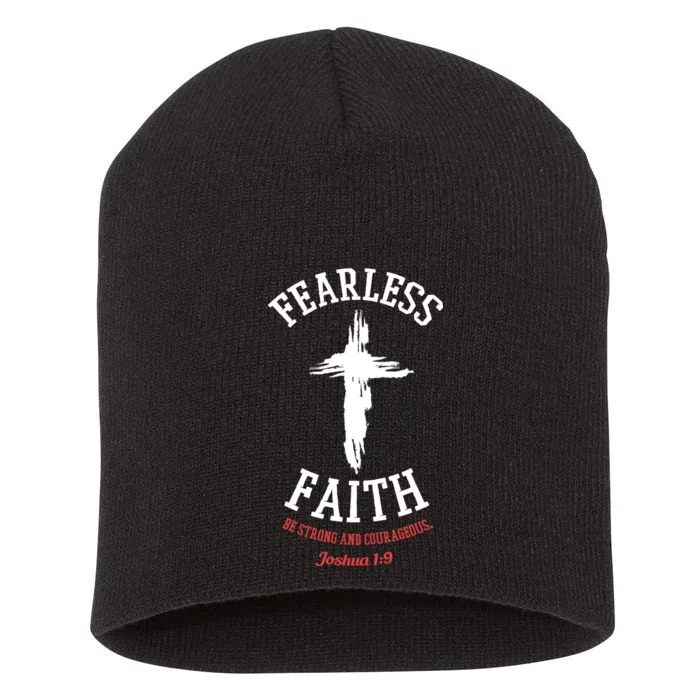 Fearless Faith Be Strong And Courageous Short Acrylic Beanie