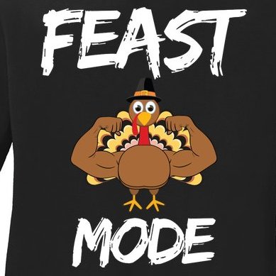 Feast Mode Thanksgiving Turkey Biceps Ladies Missy Fit Long Sleeve Shirt