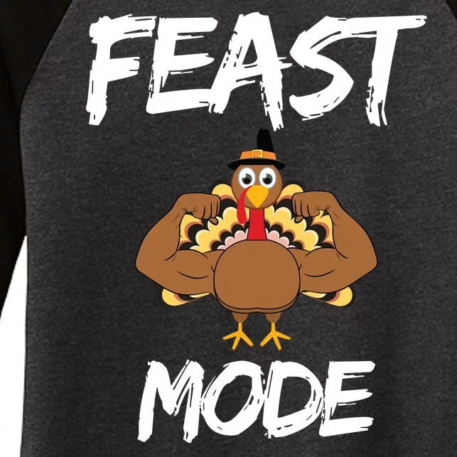 Feast Mode Thanksgiving Turkey Biceps Women's Tri-Blend 3/4-Sleeve Raglan Shirt