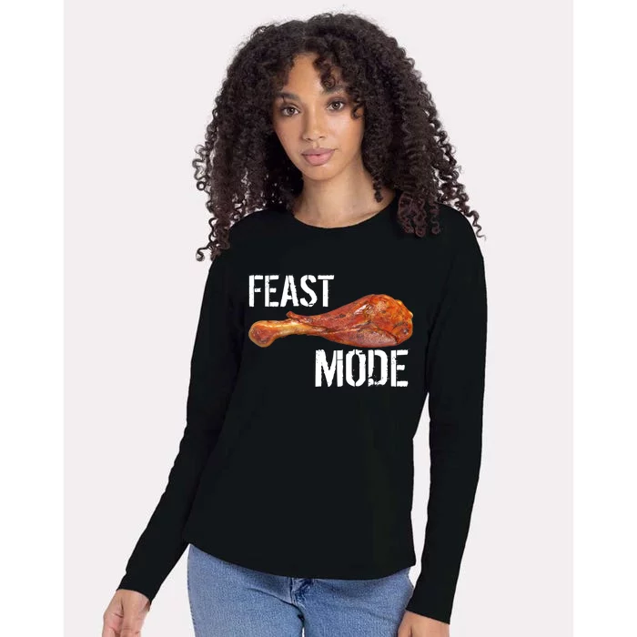 Feast Mode Thanksgiving Turkey Leg Womens Cotton Relaxed Long Sleeve T-Shirt