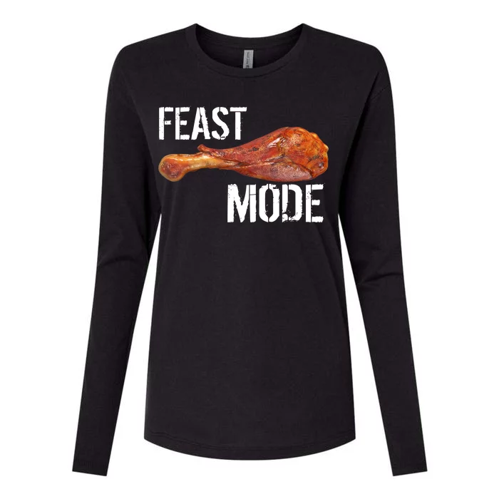 Feast Mode Thanksgiving Turkey Leg Womens Cotton Relaxed Long Sleeve T-Shirt