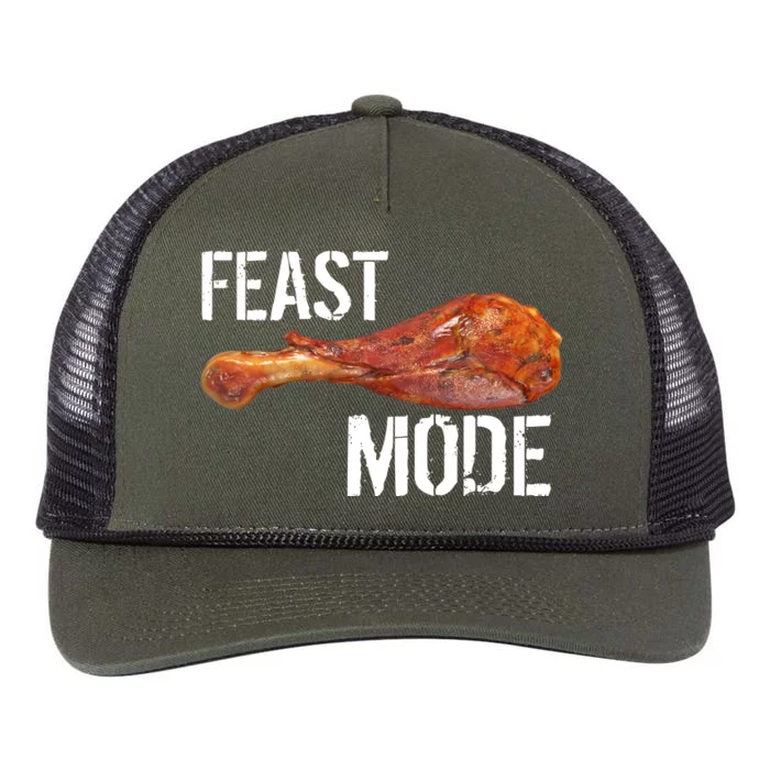 Feast Mode Thanksgiving Turkey Leg Retro Rope Trucker Hat Cap