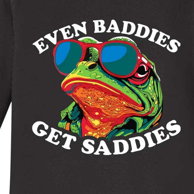 Funny Even Baddies Get Saddies Frog Baby Long Sleeve Bodysuit