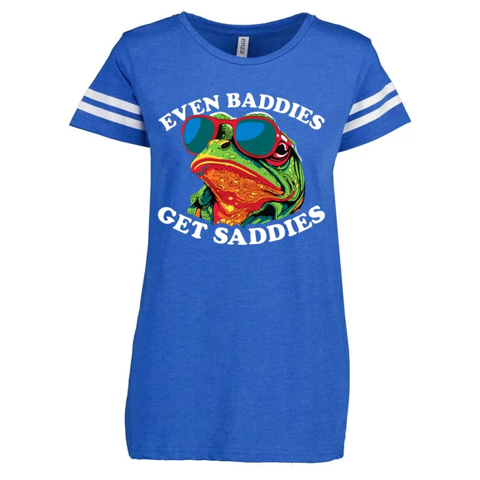 Funny Even Baddies Get Saddies Frog Enza Ladies Jersey Football T-Shirt