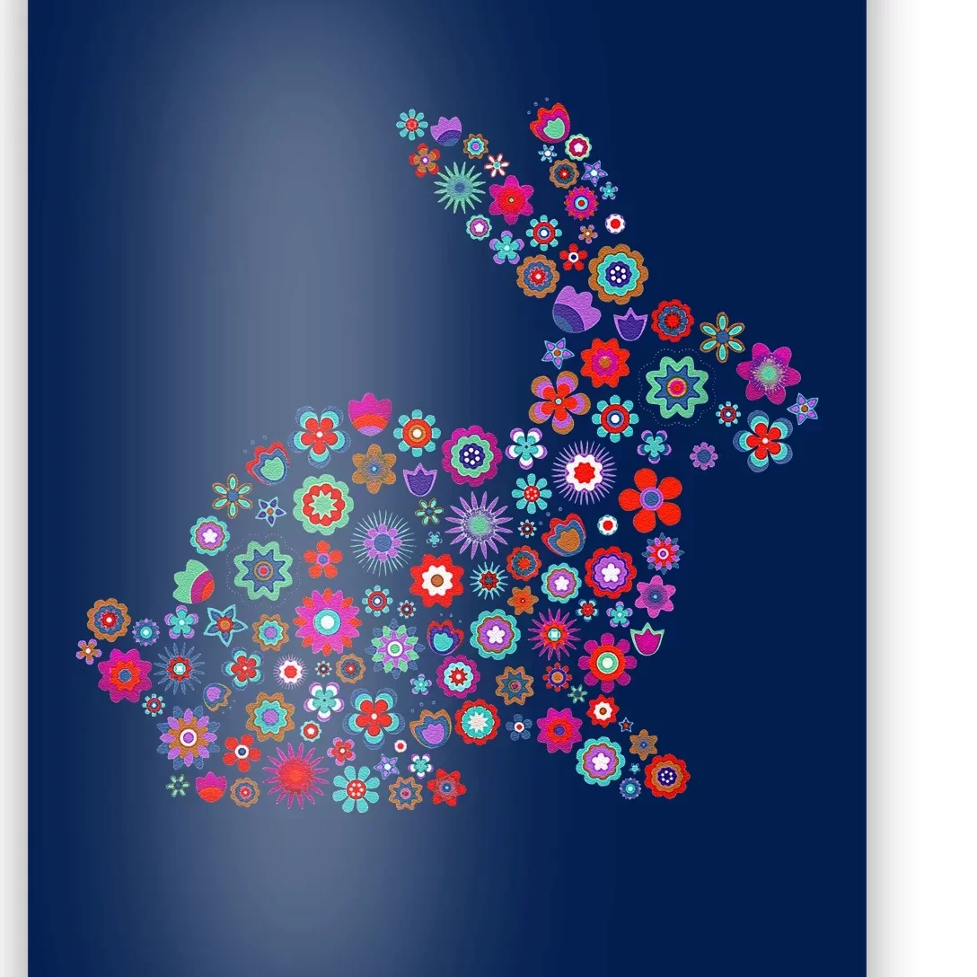 Floral Easter Bunny Women Spring Flowers Rabbit Poster