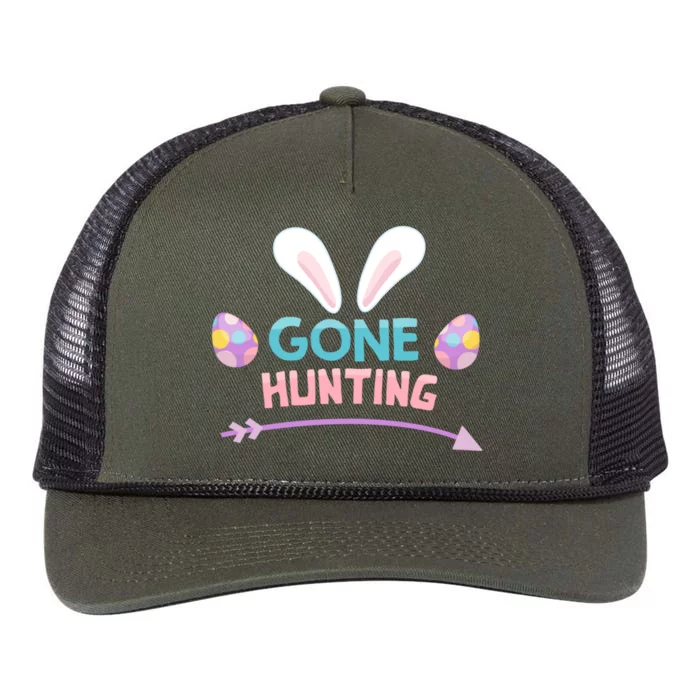 Funny Easter Basket Egg Gone Hunting Funny Gift Retro Rope Trucker Hat Cap