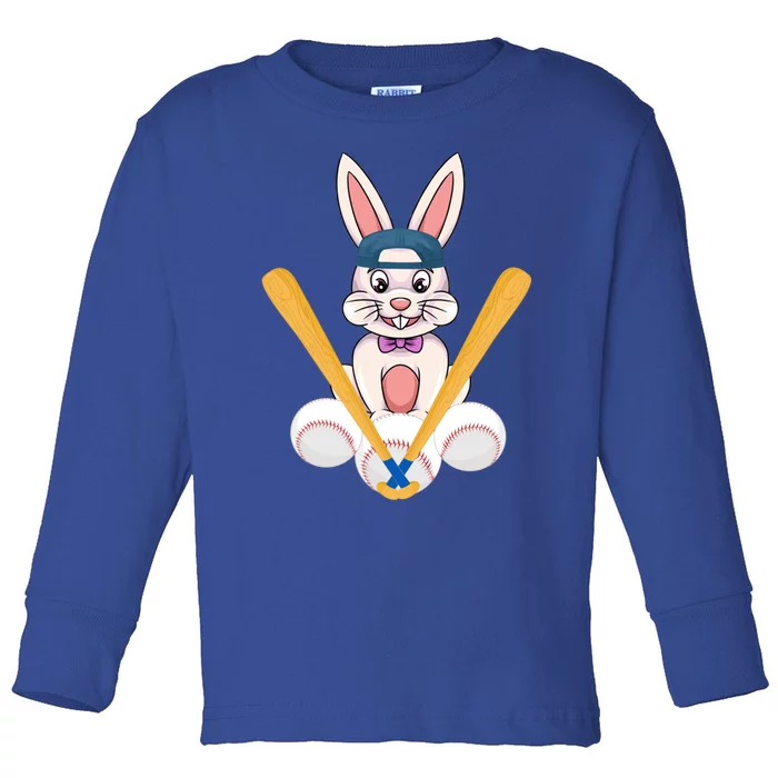 Funny Easter Bunny With Baseball Cap Baseball Lover Pitcher Great Gift Toddler Long Sleeve Shirt