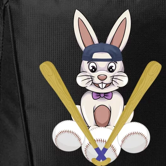 Funny Easter Bunny With Baseball Cap Baseball Lover Pitcher Funny Gift City Backpack