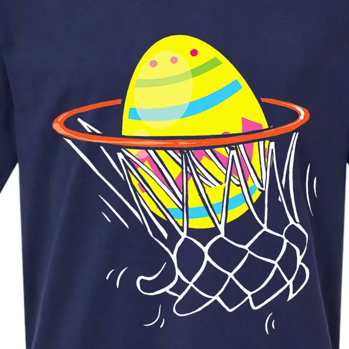 Funny Easter Basketball Egg Hunting Sueded Cloud Jersey T-Shirt