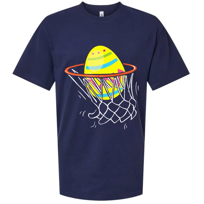 Funny Easter Basketball Egg Hunting Sueded Cloud Jersey T-Shirt