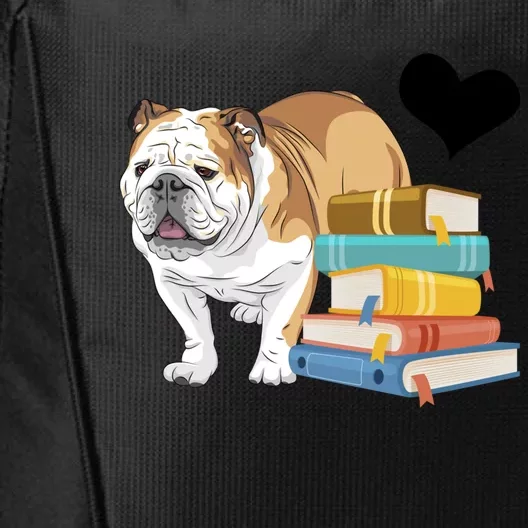 Funny English Bulldog Stack Of Books Book Lover Dog Owner Meaningful Gift City Backpack