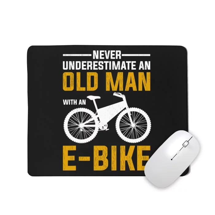 Funny Electric Bike Design Old Man With An E-Bike Mousepad