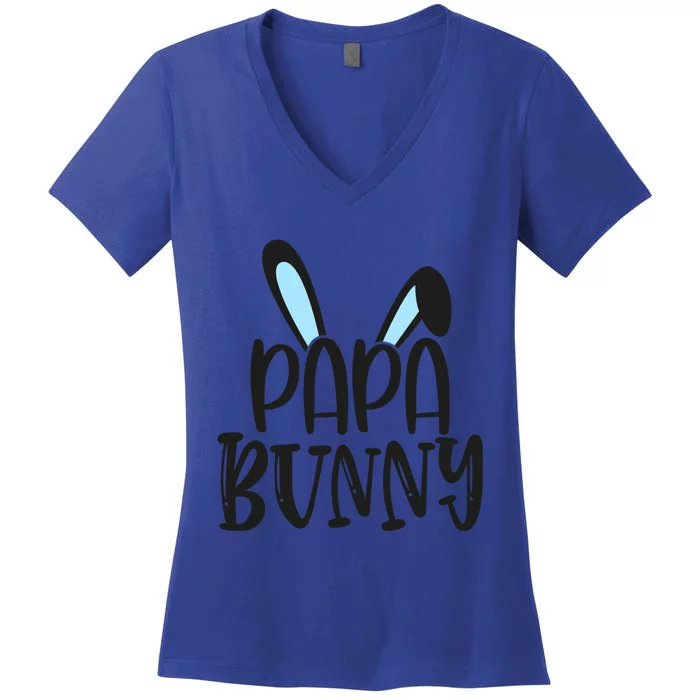 Family Easter Bunny Dad Daddy Happy Easter Papa Bunny Funny Gift Women's V-Neck T-Shirt