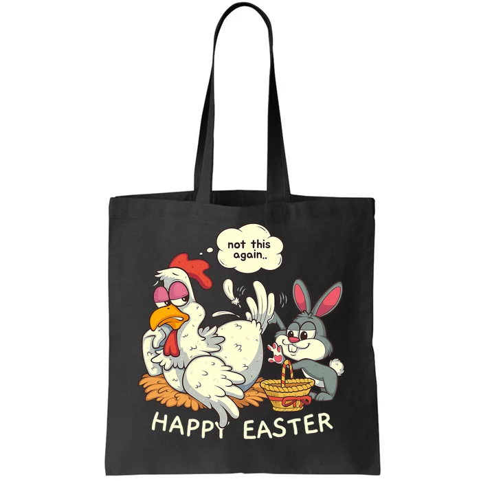 Funny Easter Bunny Collecting Easter Egg From Hen Easter Tote Bag