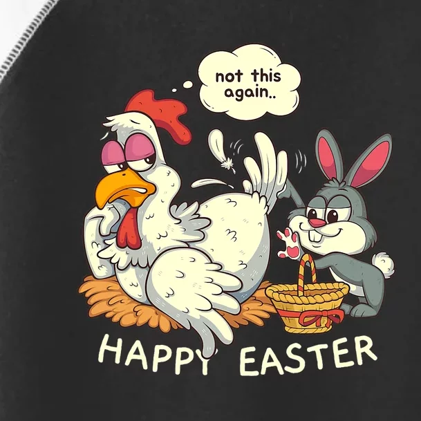 Funny Easter Bunny Collecting Easter Egg From Hen Easter Toddler Fine Jersey T-Shirt