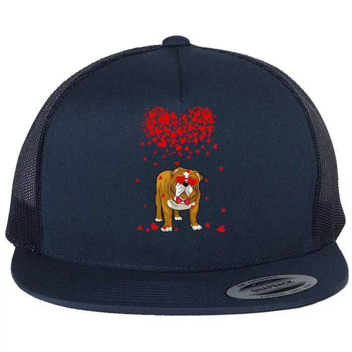 Funny English Bulldog Outfit Dog Lover Valentine Gifts Flat Bill Trucker Hat