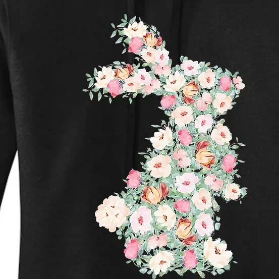 Floral Easter Bunny Spring Flowers Rabbit Women's Pullover Hoodie