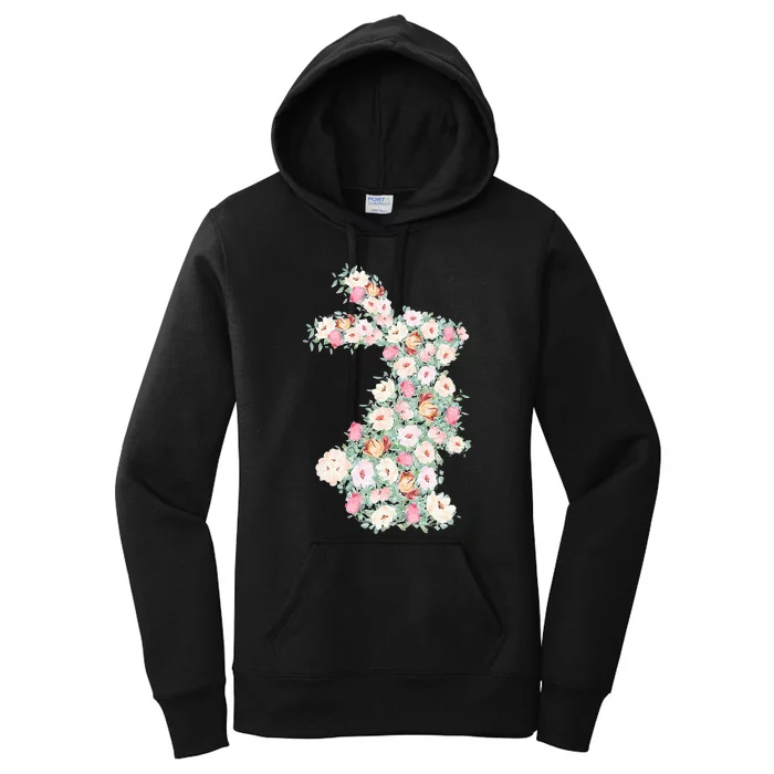 Floral Easter Bunny Spring Flowers Rabbit Women's Pullover Hoodie