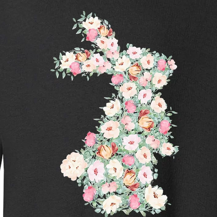 Floral Easter Bunny Spring Flowers Rabbit Toddler Sweatshirt