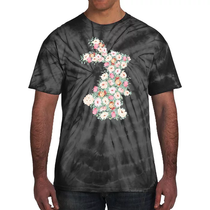 Floral Easter Bunny Spring Flowers Rabbit Tie-Dye T-Shirt