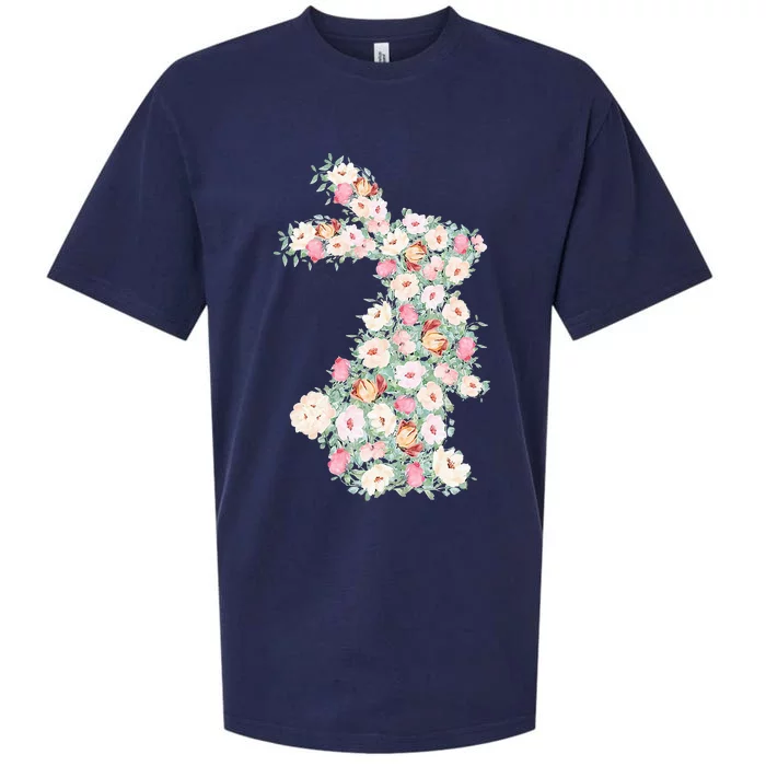 Floral Easter Bunny Spring Flowers Rabbit Sueded Cloud Jersey T-Shirt