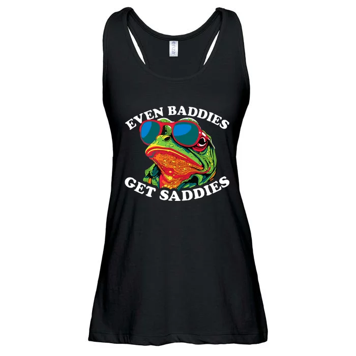 Funny Even Baddies Get Saddies Frog Ladies Essential Flowy Tank