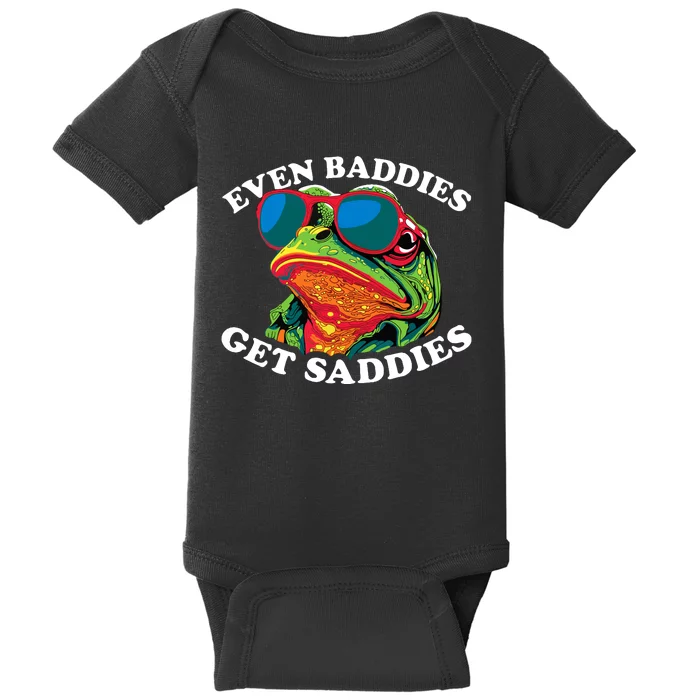 Funny Even Baddies Get Saddies Frog Baby Bodysuit