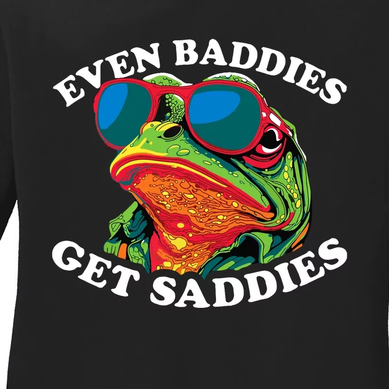 Funny Even Baddies Get Saddies Frog Ladies Long Sleeve Shirt