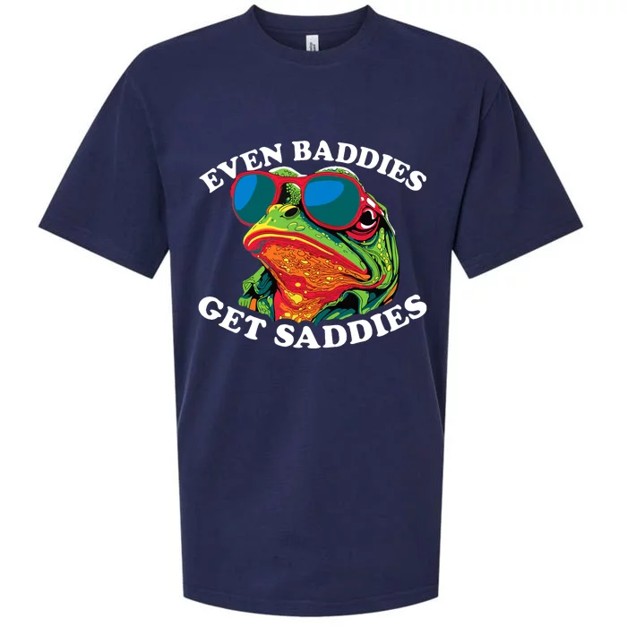 Funny Even Baddies Get Saddies Frog Sueded Cloud Jersey T-Shirt