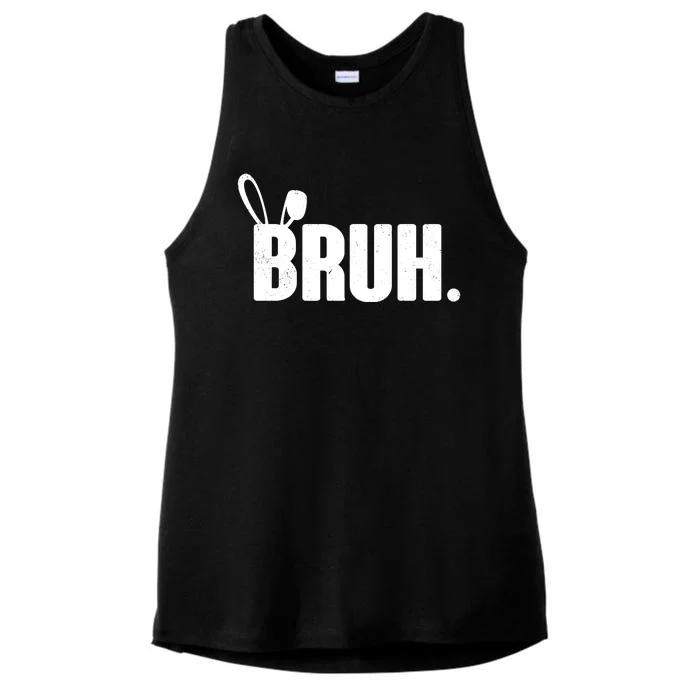 Funny Easter Bruh Bunny Rabbit Ears Ladies Tri-Blend Wicking Tank