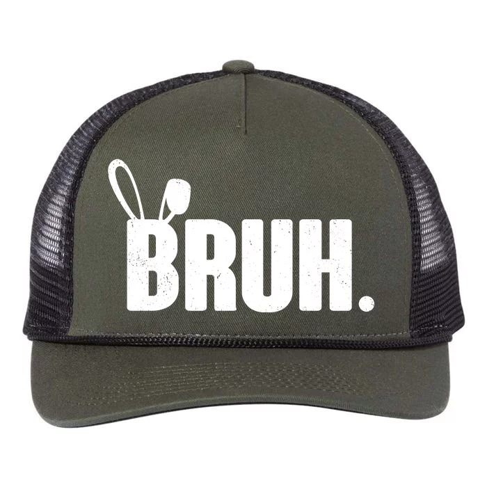 Funny Easter Bruh Bunny Rabbit Ears Retro Rope Trucker Hat Cap