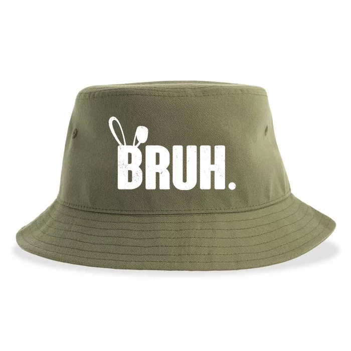 Funny Easter Bruh Bunny Rabbit Ears Sustainable Bucket Hat