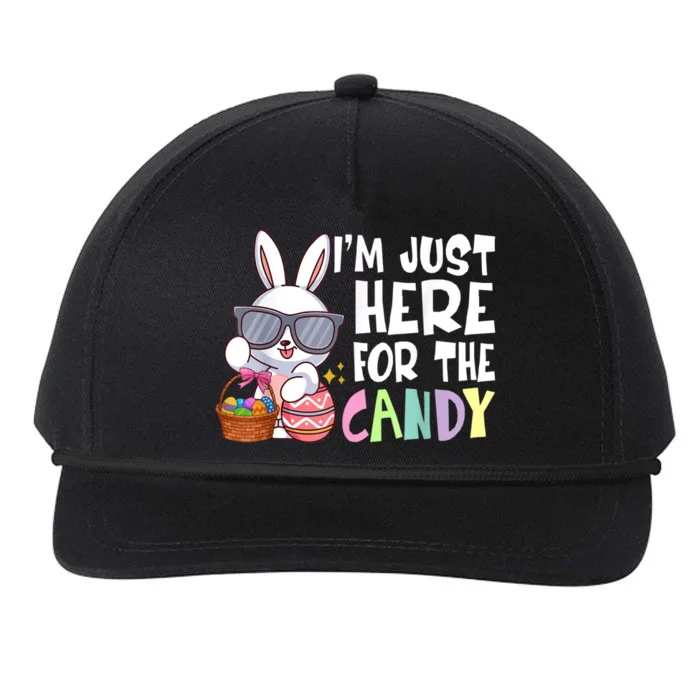 Funny Easter Bunny I'm Just Here For Easter Candy Snapback Five-Panel Rope Hat